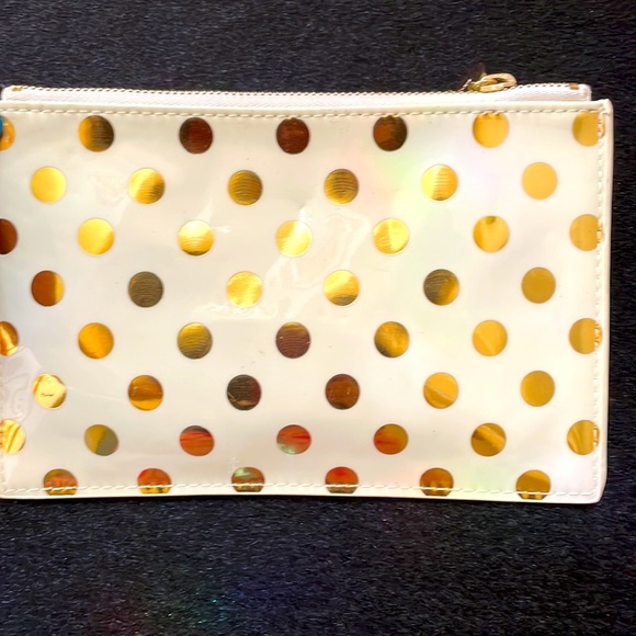 Kate Spade Polka Dots Pencil Pouch Complete Set Gold & Cream - Picture 4 of 7